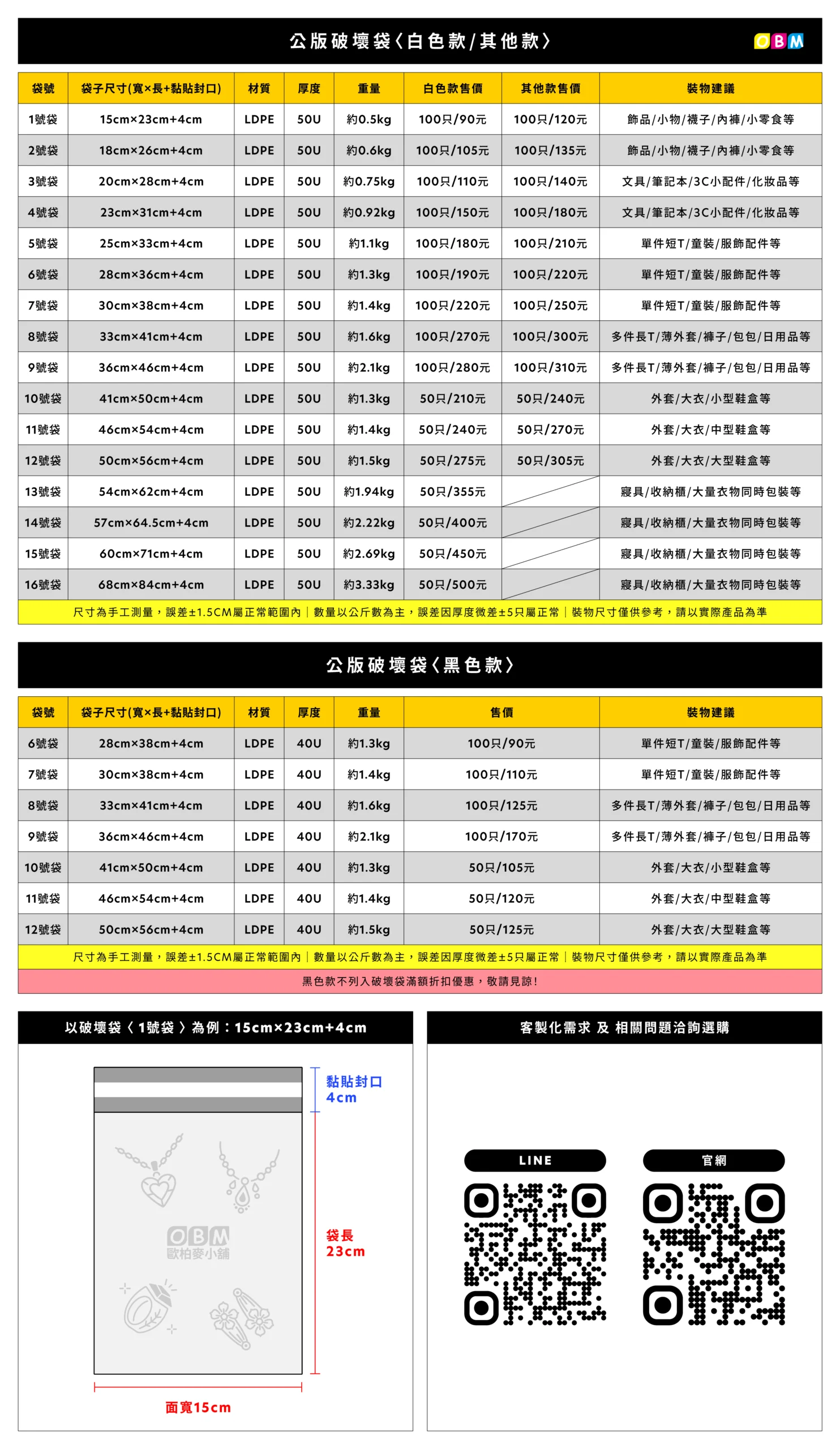 尺規表 破壞袋 官網